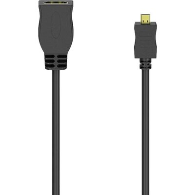 Hama 00205168 HDMI Átalakító kábel [1x HDMI alj - 1x HDMI dugó, D mikro] Fekete 10 cm