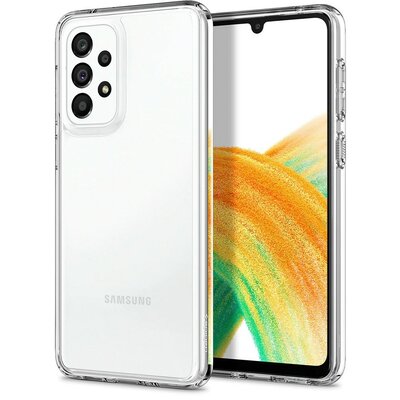 Samsung Galaxy A33 5G SM-A336B, Műanyag hátlap védőtok + szilikon keret, Spigen Ultra Hybrid, átlátszó