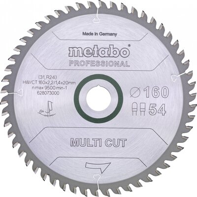 Metabo MULTI CUT PROFESSIONAL 628293000 Körfűrészlap 165 x 20 x 1.4 mm Fogak száma (collonként): 54 1 db