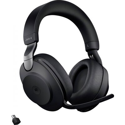 Jabra Evolve2 85 MS Telefon Over Ear headset Bluetooth®, Vezetékes Stereo Fekete mikrofon zajelnyomás Hangerő szabályozás, Elemtöltés kijelzés, Mikrofon némítás