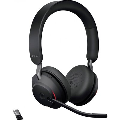 Jabra Evolve2 65 MS Telefon On Ear headset Bluetooth® Stereo Fekete Hangerő szabályozás, Elemtöltés kijelzés, Mikrofon némítás