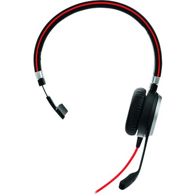 Jabra Evolve 40 MS Mono Telefon On Ear headset Vezetékes Stereo Fekete, Piros Noise Cancelling Mikrofon némítás