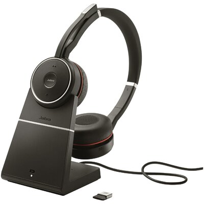 Jabra Evolve 75 Second Edition - UC Telefon On Ear headset Rádiójel vezérlésű, Bluetooth®, Vezetékes Stereo Fekete mikrofon zajelnyomás, Noise Cancelling