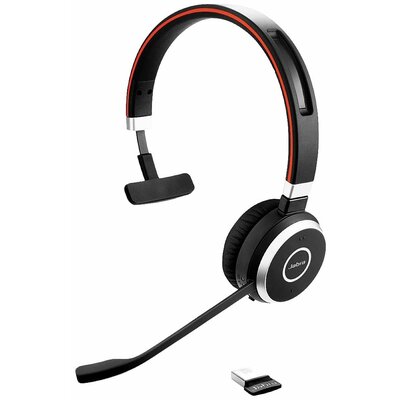 Jabra Evolve 65 Second Edition - UC Telefon On Ear headset Bluetooth®, Rádiójel vezérlésű Mono Fekete Noise Cancelling, mikrofon zajelnyomás Töltő- dokkoló