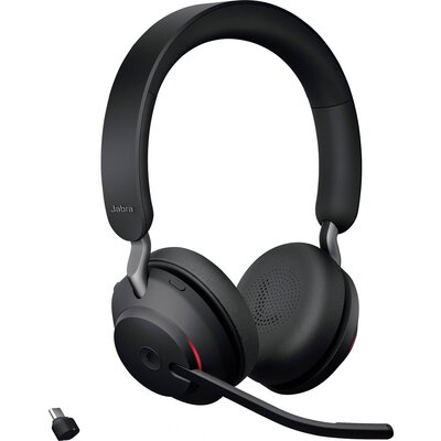 Jabra Evolve2 65 MS Telefon On Ear headset Bluetooth® Stereo Fekete Hangerő szabályozás, Elemtöltés kijelzés, Mikrofon némítás
