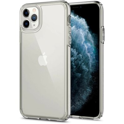 Apple iPhone 11 Pro, Műanyag hátlap védőtok + szilikon keret, Spigen Ultra Hybrid, átlátszó