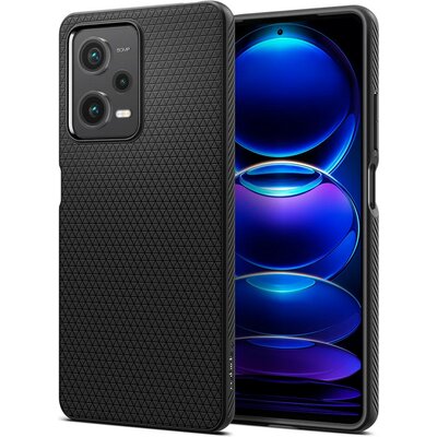 Xiaomi Redmi Note 12 Pro 5G / Poco X5 Pro 5G, Szilikon tok, Spigen Liquid Air, háromszög minta, fekete