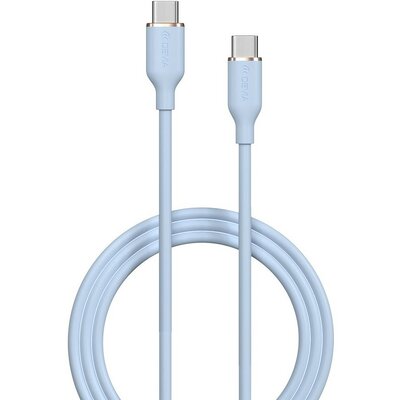 USB Type-C töltő- és adatkábel, USB Type-C, 120 cm, 3000 mA, 60W, gyorstöltés, PD, Devia Jelly, EC632, világoskék