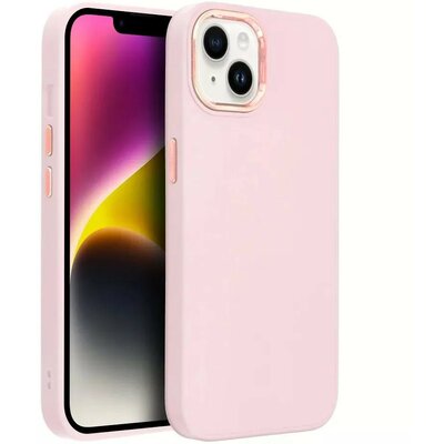 Realme C55, Szilikon tok, közepesen ütésálló, fémhatású kamera keret, Frame Case, rózsaszín