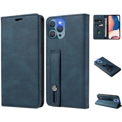 Samsung Galaxy A73 5G SM-A736B, Oldalra nyíló tok, stand, kártyatartóval, kézpánttal, Wooze Business Plus, kék