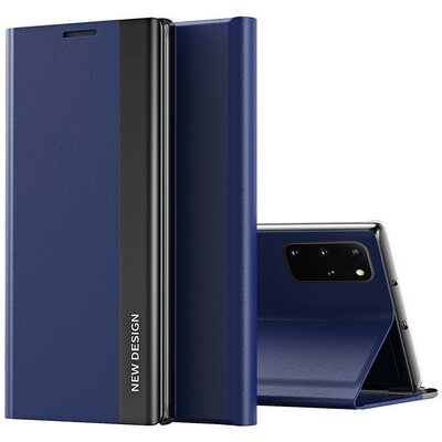 Xiaomi Redmi Note 9T 5G, Oldalra nyíló tok, stand, Wooze Silver Line, sötétkék