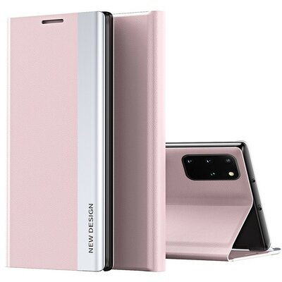 Xiaomi Redmi Note 9 / Redmi 10X 4G, Oldalra nyíló tok, stand, Wooze Silver Line, rózsaszín