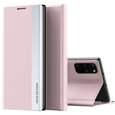 Samsung Galaxy A20 / A30 SM-A205F / A305F, Oldalra nyíló tok, stand, Wooze Silver Line, rózsaszín