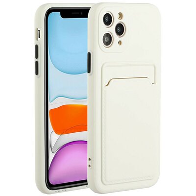 Samsung Galaxy A54 5G SM-A546B, Szilikon tok, kártyatartóval, Wooze Card Slot, fehér