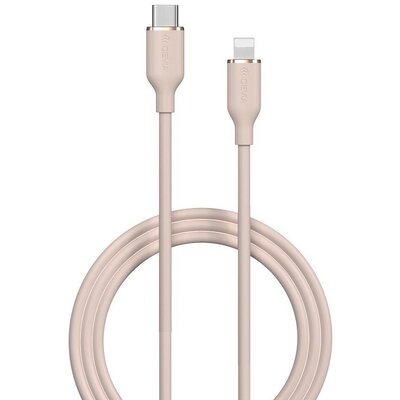 USB Type-C töltő- és adatkábel, Lightning, 120 cm, 3000 mA, 27W, gyorstöltés, PD, Devia Jelly, EC631, rózsaszín