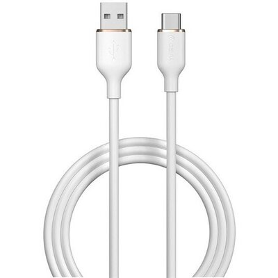 USB töltő- és adatkábel, USB Type-C, 120 cm, 2400 mA, gyorstöltés, Devia Jelly, EC629, fehér