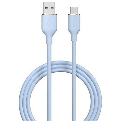 USB töltő- és adatkábel, USB Type-C, 120 cm, 2400 mA, gyorstöltés, Devia Jelly, EC629, világoskék