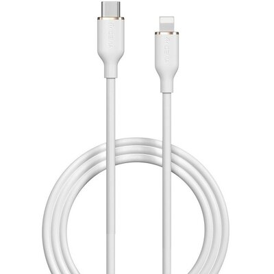 USB Type-C töltő- és adatkábel, Lightning, 120 cm, 3000 mA, 27W, gyorstöltés, PD, Devia Jelly, EC631, fehér