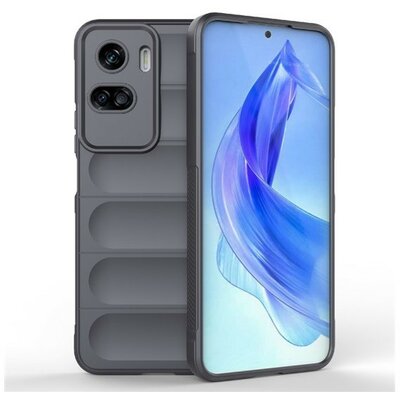 Huawei Honor 90 Lite, Szilikon tok, közepesen ütésálló, 3D minta, sötétszürke