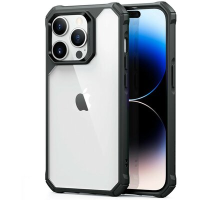 Apple iPhone 14 Pro Max, Szilikon tok, műanyag hátlappal, légpárnás sarok, közepesen ütésálló, ESR Air Armor, átlátszó/fekete