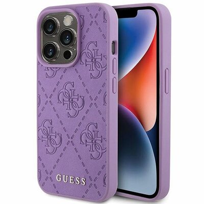 Eredeti előlap tok GUESS GUHCP15LP4EPMU iPhone 15 PRO készülékhez (steppelt 4G Classic / világos lila)