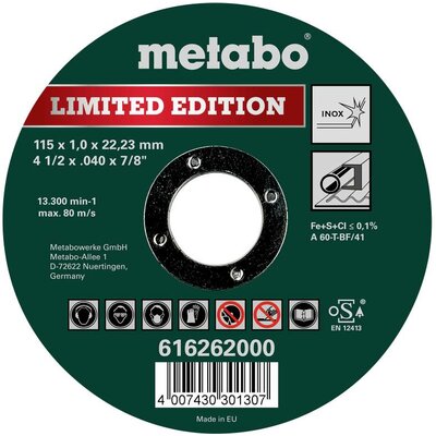 Metabo 616262000 Vágótárcsa, egyenes 100 db