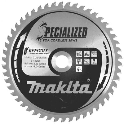 Makita Sägeblatt E-12251 Körfűrészlap 190 x 20 x 1.85 mm Fogak száma (collonként): 50 1 db