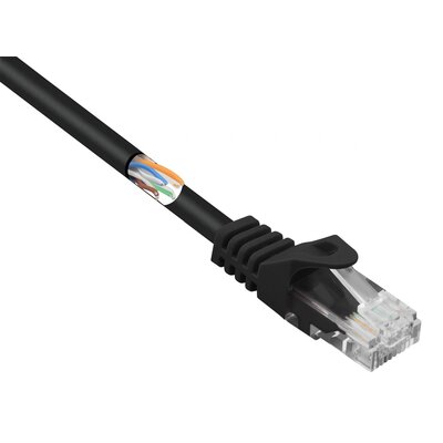 Basetech BT-2270741 RJ45 Hálózati kábel, patchkábel CAT 5e U/UTP 15.00 m Fekete Védővel 1 db