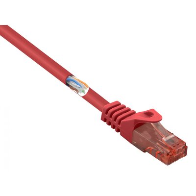 Basetech BT-2272293 RJ45 Hálózati kábel, patchkábel CAT 6 U/UTP 3.00 m Piros Védővel, Halogénmentes 1 db