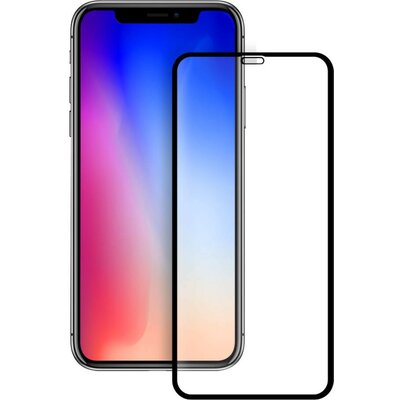 Apple iPhone XS Max / 11 Pro Max, Kijelzővédő fólia, ütésálló fólia (az íves részre is!), Tempered Glass (edzett üveg), fekete