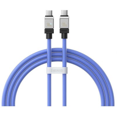 USB Type-C töltő- és adatkábel, USB Type-C, 100 cm, 100W, törésgátlóval, gyorstöltés, PD, Baseus Coolplay, CAKW000203, kék