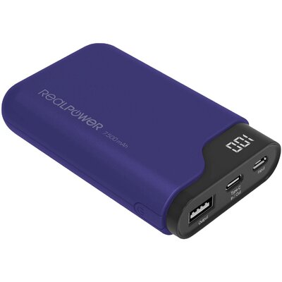 RealPower PB-7500C Powerbank 7500 mAh Lítiumion USB, USB-C® Navy kék