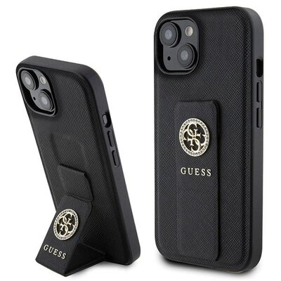 GUESS tok IPHONE 13 / 14 / 15 GUHCP15SPGSSADK (Grip Stand 4G Saffiano Strass) black