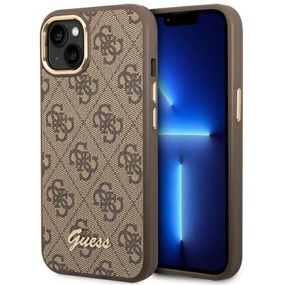 GUESS tok IPHONE 13 / 14 / 15 GUHCP14SHG4SHW (4G Vintage Gold Logo) barna