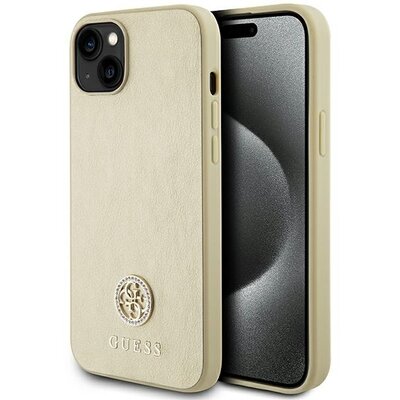 GUESS tok IPHONE 13 / 14 / 15 GUHCP15SPS4DGPD (Leather 4G Metal Logo Strass) gold