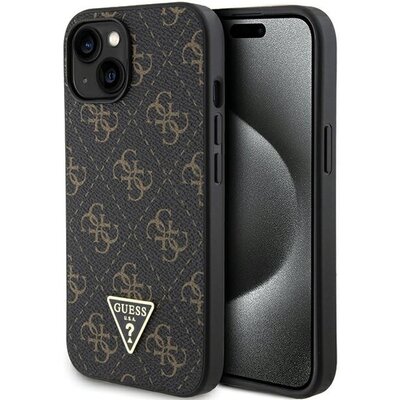 GUESS tok IPHONE 13 / 14 / 15 GUHCP15SPG4GPK (4G Triangle Metal Logo) fekete