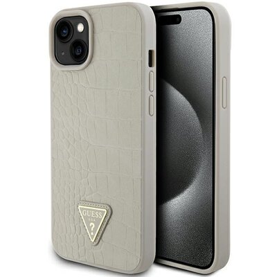 GUESS tok IPHONE 13 / 14 / 15 GUHCP15SPCRTHCD (Croco Triangle Metal Logo) gold