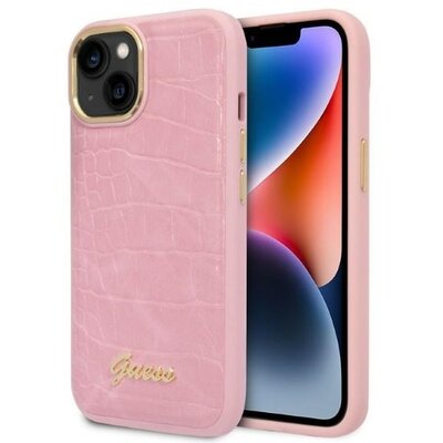 GUESS tok IPHONE 13 / 14 / 15 GUHCP14SHGCRHP (Croco Collection) pink