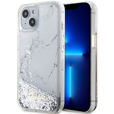 GUESS tok IPHONE 13 / 14 / 15 GUHCP14SLCSGSGH (Liquid Glitter Marble) fehér