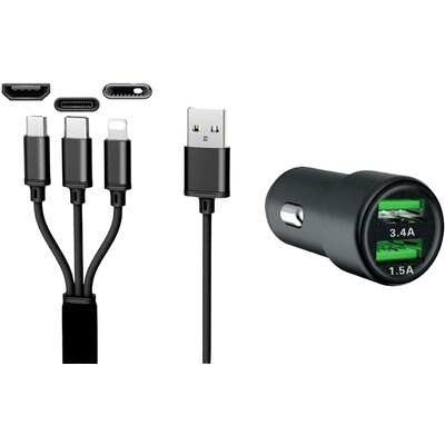 IWH Dual USB autós töltő 3IN1 12/24V / 3.4A Terhelhetőség max.=3.4 A 12/24 V