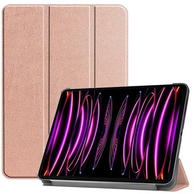 Tok álló, bőr hatású (aktív FLIP, oldalra nyíló, TRIFOLD, asztali tartó) ROZÉARANY [Apple IPAD Pro 12.9 (2018)]