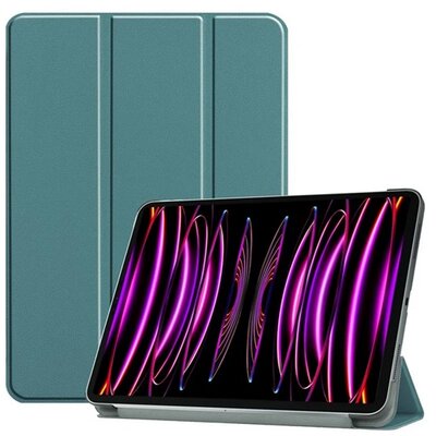 Tok álló, bőr hatású (aktív FLIP, oldalra nyíló, TRIFOLD, asztali tartó) SÖTÉTZÖLD [Apple IPAD Pro 12.9 (2018)]