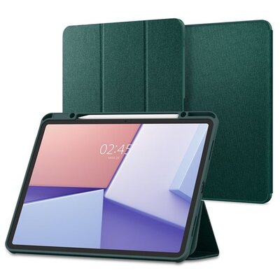 SPIGEN ACS07672 SPIGEN URBAN FIT tok álló (FLIP, oldalra nyíló, TRIFOLD, asztali tartó, ceruza tartó, textil minta) SÖTÉTZÖLD [Apple IPAD Pro 12.9 (2018)]