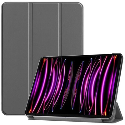 Tok álló, bőr hatású (aktív FLIP, oldalra nyíló, TRIFOLD, asztali tartó) SÖTÉTSZÜRKE [Apple IPAD Pro 12.9 (2018)]