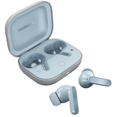 MOTOROLA PG38C05749 MOTOROLA BUDS bluetooth fülhallgató SZTEREO (v5.3, TWS, mikrofon, aktív zajszűrő, vízálló + töltőtok) VILÁGOSKÉK