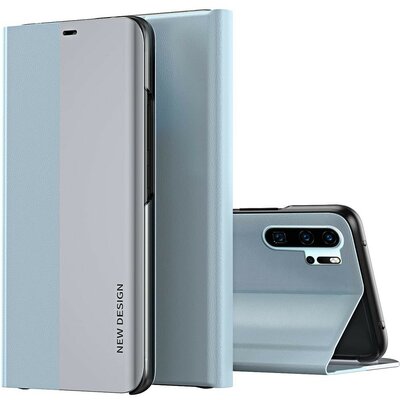 Huawei P30, Oldalra nyíló tok, stand, Wooze Silver Line, világoskék