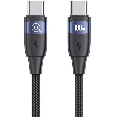 USAMS SJ632USB01 USAMS U85 adatkábel (Type-C - Type-C, 100W, PD gyorstöltő, 120cm, cipőfűző) FEKETE