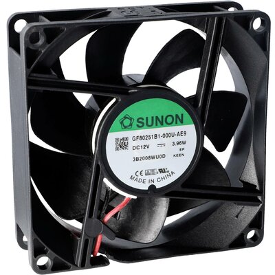 Sunon GF80251B3-000U-AE9 Axiális ventilátor 12 V/DC 90.02 m³/óra (H x Sz x Ma) 25 x 80 x 80 mm