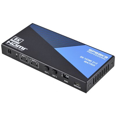 SpeaKa Professional SP-11571776 2+2 port HDMI mátrix switch Ultra HD-re alkalmas 7680 x 4320 pixel Fekete