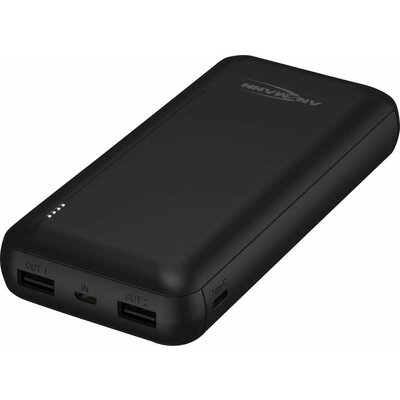 Ansmann 1700-0133 Powerbank 20000 mAh Smart IC LiPo Mikro USB, USB-C®, USB Fekete állapotjelző